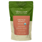 Teeccino French Roast Chicory Herbal Coffee Herbal Coffee Dark Olive Green 11 ounce ground,500g ground,5lb ground,Trial Size