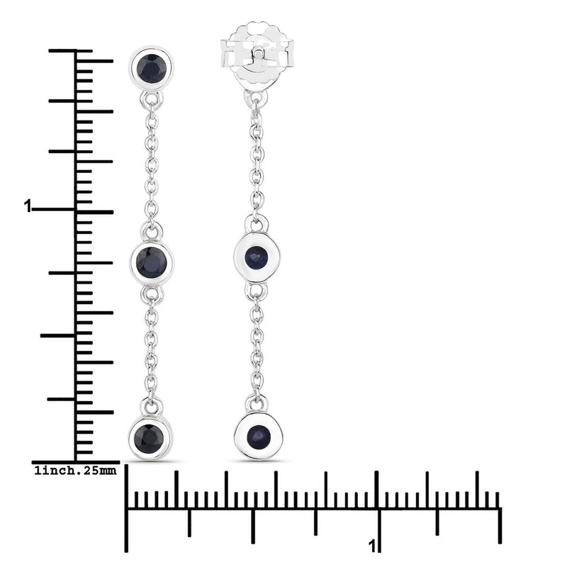 Bids.com 0.66 Carat Genuine Blue Sapphire .925 Sterling Silver Earrings Earrings White Smoke