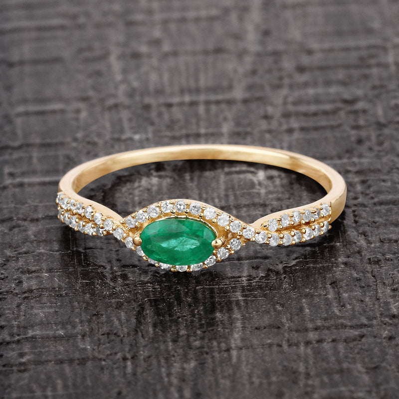 Bids.com 0.32 Carat Genuine Zambian Emerald and White Diamond 14K Yellow Gold Ring Rings Dark Slate Gray size 7.00,size 6.00,size 8.00,size 5.00,size 9.00