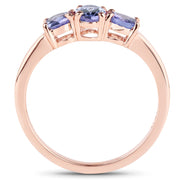 Bids.com 18K Rose Gold Plated 0.90 Carat Genuine Tanzanite .925 Sterling Silver Ring Rings White Smoke size 6.00,size 7.00,size 8.00,size 9.00,size 5.00,size 10.00