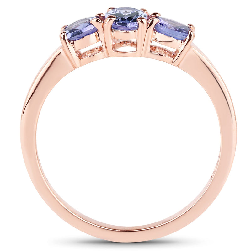 Bids.com 18K Rose Gold Plated 0.90 Carat Genuine Tanzanite .925 Sterling Silver Ring Rings White Smoke size 6.00,size 7.00,size 8.00,size 9.00,size 5.00,size 10.00
