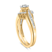 Bids.com 14K Yellow Gold Plated Sterling Silver 1/2 Cttw Diamond Cluster Spiral Bridal Set Rings White Smoke 7 / YellowWhite.Sterling Silver