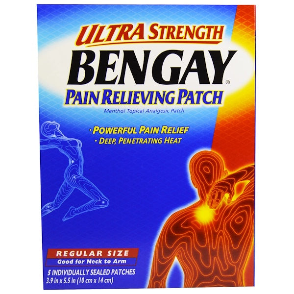 Bengay Bengay Ultra Strength Pain Relief Patch For Muscle, Pain, Regular 3.9 X 5.5 Inches Personal Care Medium Blue