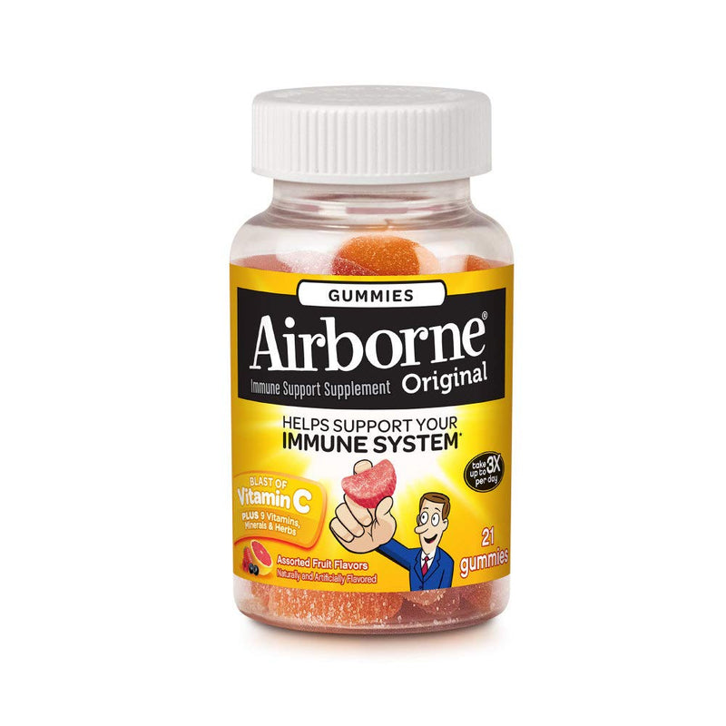 Airborne Airborne Immune Support Gummies, Vitamin C & Zinc, Assorted Fruit - 21 Count Vitamins & Supplements White Smoke