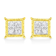 Bids.com 14K Yellow Gold 1 Cttw Princess Cut Diamond Square Stud Earrings Earrings White Smoke Yellow.Gold / 1.5,Yellow.Gold / 1