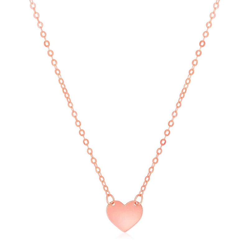 Bids.com 14k Rose Gold Polished Mini Heart Necklace Necklaces White Smoke 18 / Rose Gold