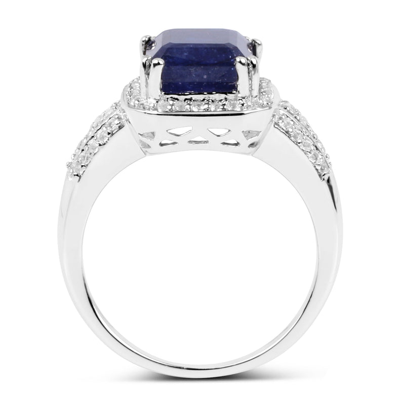 Bids.com 4.80 Carat Glass Filled Sapphire and White Topaz .925 Sterling Silver Ring Rings White Smoke size 5.00,size 7.00,size 11.00,size 6.00,size 8.00,size 9.00,size 10.00