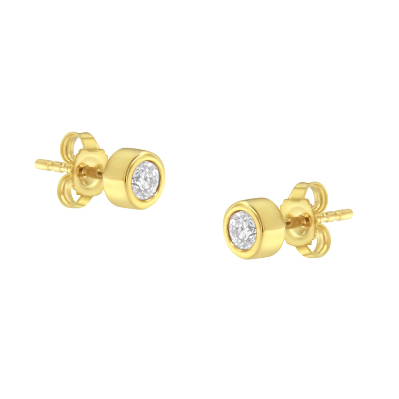 Bids.com 10K White Gold 1/4 Cttw Round Brilliant-Cut Near Colorless Diamond Bezel-Set Stud Earrings (H-I Color, I1-I2 Clarity) Earrings White Smoke Yellow.Gold,White.Gold,10k Rose Gold
