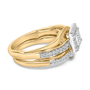 Bids.com 14K Yellow Gold Plated Sterling Silver 1/2 Cttw Princess Square Diamond Bridal Set Rings White Smoke 7 / YellowWhite.Sterling Silver