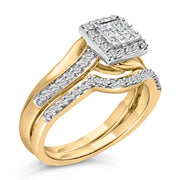 Bids.com 14K Yellow Gold Plated Sterling Silver 1/2 Cttw Princess Square Diamond Bridal Set Rings White Smoke 7 / YellowWhite.Sterling Silver
