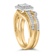 Bids.com 14K Yellow Gold Plated Sterling Silver 1/2 Cttw Princess Square Diamond Bridal Set Rings White Smoke 7 / YellowWhite.Sterling Silver