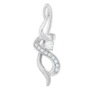 Bids.com Espira 10K White Gold 1/5 cttw Round Cut Diamond Swirl Pendant Necklace (J-K, I1-I2) Necklaces White Smoke White.Gold / 18