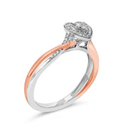 Bids.com 14K Rose Gold Plated Sterling Silver 1/10 Cttw Diamond Heart Motif Ring Rings White Smoke 7 / WhiteRose.Sterling Silver