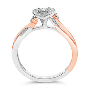 Bids.com 14K Rose Gold Plated Sterling Silver 1/10 Cttw Diamond Heart Motif Ring Rings White Smoke 7 / WhiteRose.Sterling Silver