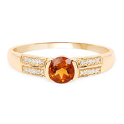 Bids.com 0.51 Carat Genuine Citrine and White Diamond 14K Yellow Gold Ring Rings White Smoke size 6.00,size 7.00,size 8.00,size 5.00,size 9.00