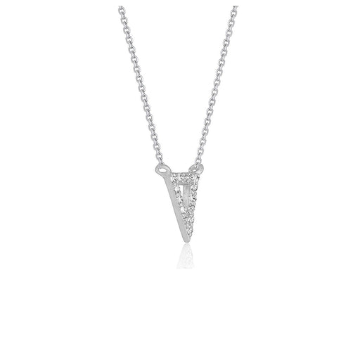 Bids.com Diamond Inverted Triangle Pendant in 14k White Gold Necklaces White Smoke 16 / White Gold