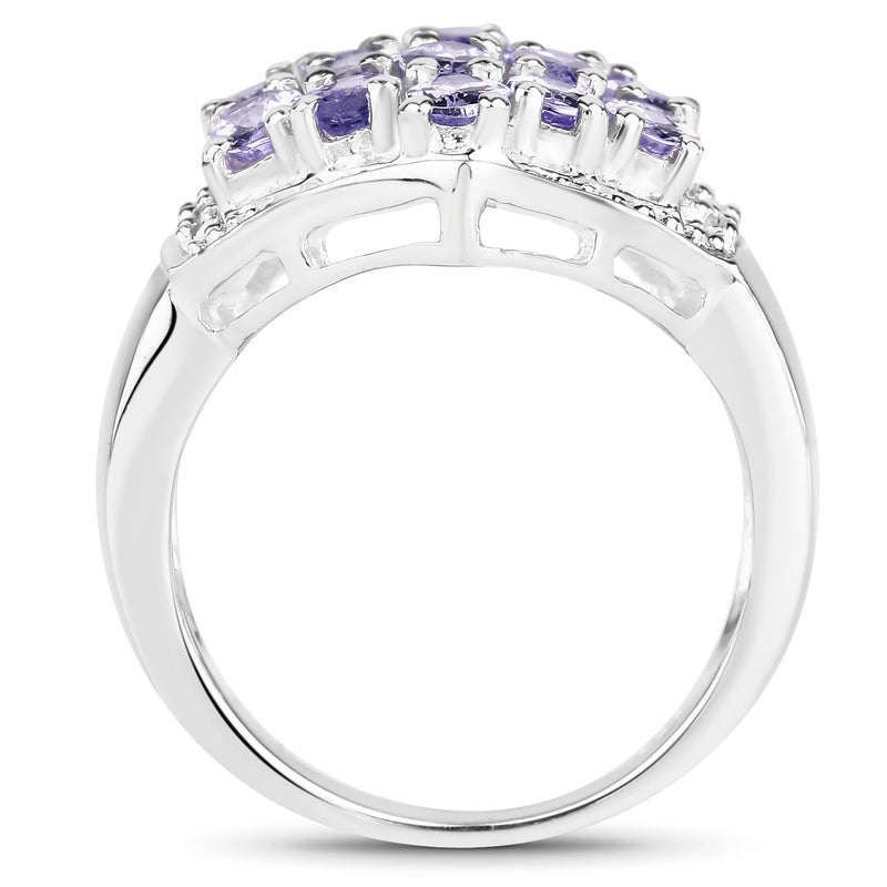 Bids.com 2.41 Carat Genuine Tanzanite and White Topaz .925 Sterling Silver Ring Rings White Smoke size 6.50,size 6.00,size 7.00,size 8.00,size 9.00,size 5.00,size 10.00
