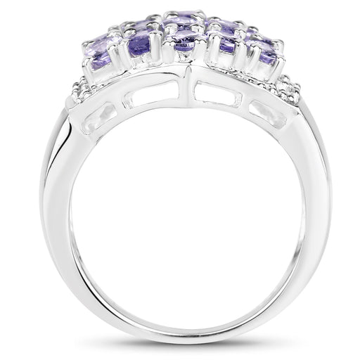 Bids.com 2.41 Carat Genuine Tanzanite and White Topaz .925 Sterling Silver Ring Rings White Smoke size 6.50,size 6.00,size 7.00,size 8.00,size 9.00,size 5.00,size 10.00
