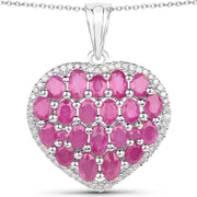 Bids.com 5.00 Carat Genuine Ruby and White Diamond .925 Sterling Silver Pendant Pendants White Smoke
