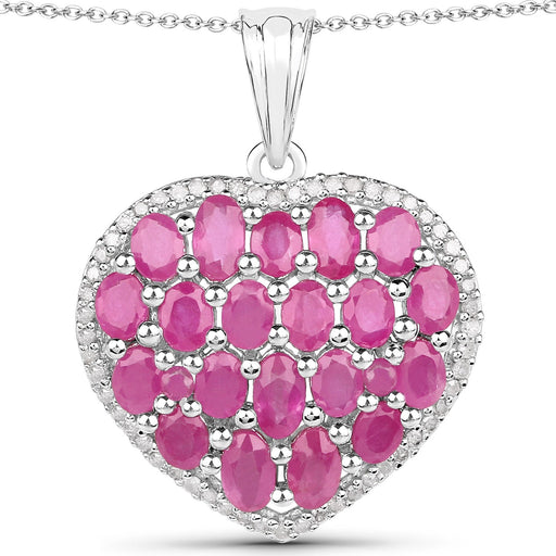 Bids.com 5.00 Carat Genuine Ruby and White Diamond .925 Sterling Silver Pendant Pendants White Smoke