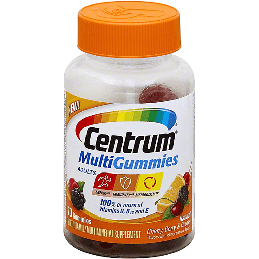 Centrum Centrum Multivitamin Gummies For Adults, Cherry/berry/orange Vitamins & Supplements Light Gray