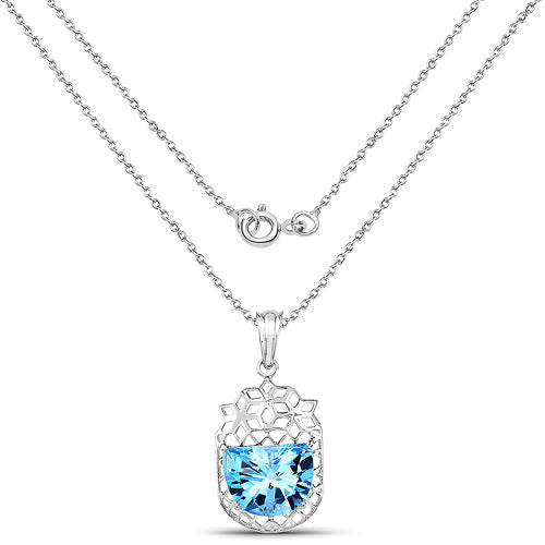 Bids.com 10.90 Carat Genuine Swiss Blue Topaz .925 Sterling Silver Pendant Pendants White Smoke