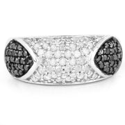 Bids.com 0.99 Carat Genuine Black Diamond and White Diamond .925 Sterling Silver Ring Rings Light Gray size 6.00,size 7.00,size 8.00,size 9.00