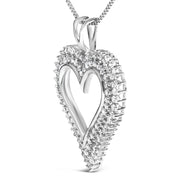 Bids.com .925 Sterling Silver 1.00 Cttw Lab-Grown Diamond Open Heart Pendant Necklace (F-G Color, VS1-VS2 Clarity) - 18" Inches Necklaces White Smoke White.Sterling Silver / 18