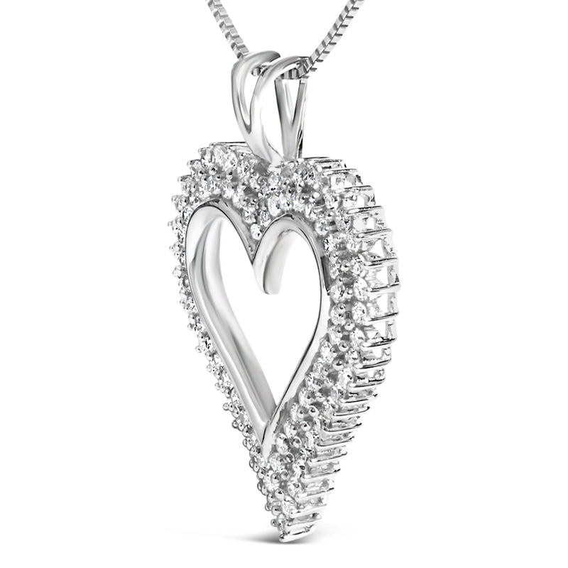 Bids.com .925 Sterling Silver 1.00 Cttw Lab-Grown Diamond Open Heart Pendant Necklace (F-G Color, VS1-VS2 Clarity) - 18" Inches Necklaces White Smoke White.Sterling Silver / 18
