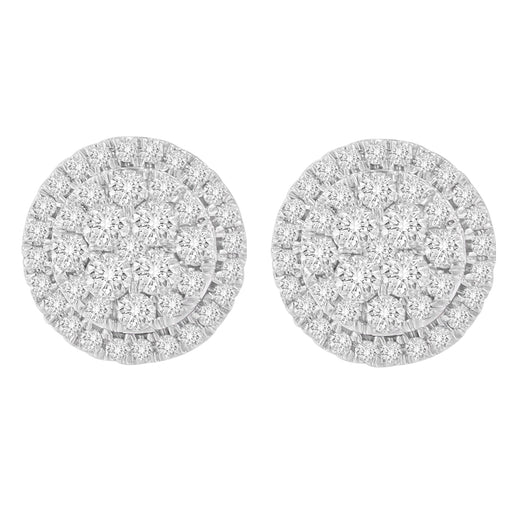Bids.com 10K Yellow Gold Round Cut Diamond Earrings (1.5 cttw, H-I Color, I2-I3 Clarity) Earrings Gray Yellow.Gold / 1.48