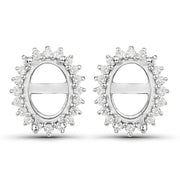Bids.com 0.26 Carat Genuine White Diamond 14K White Gold Semi Mount Earrings - holds 8x6mm Oval Gemstones Earrings White Smoke