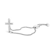 Bids.com .925 Sterling Silver Diamond Accent Cross Bolo Bracelet (I-J Color, I1-I2 Clarity) - 7" Bracelets White Smoke White.Sterling Silver / 7