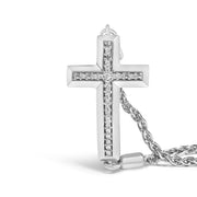Bids.com .925 Sterling Silver Diamond Accent Cross Bolo Bracelet (I-J Color, I1-I2 Clarity) - 7" Bracelets White Smoke White.Sterling Silver / 7