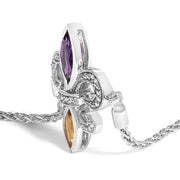 Bids.com .925 Sterling Silver Marquise Purple Amethyst, Orange Citrine, and Diamond Accent Lariat 4â€-10â€ Fleur De Lis Adjustable Bolo Bracelet (I-J Color, I1-I2 Clarity) Bracelets White Smoke White.Sterling Silver / 7