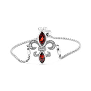 Bids.com .925 Sterling Silver Marquise Garnet  and Diamond Accent Lariat 4â€-10â€ Fleur De Lis Adjustable Bolo Bracelet (H-I Color, SI1-SI2 Clarity) Bracelets White Smoke White.Sterling Silver / 7