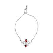 Bids.com .925 Sterling Silver Marquise Garnet  and Diamond Accent Lariat 4â€-10â€ Fleur De Lis Adjustable Bolo Bracelet (H-I Color, SI1-SI2 Clarity) Bracelets White Smoke White.Sterling Silver / 7
