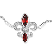 Bids.com .925 Sterling Silver Marquise Garnet  and Diamond Accent Lariat 4â€-10â€ Fleur De Lis Adjustable Bolo Bracelet (H-I Color, SI1-SI2 Clarity) Bracelets White Smoke White.Sterling Silver / 7