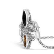 Bids.com .925 Sterling Silver Marquise Black Onyx, Orange Citrine, and Diamond Accent Lariat 4â€-10â€ Fleur De Lis Adjustable Bolo Bracelet (I-J Color, I1-I2 Clarity) - 7" Bracelets White Smoke White.Sterling Silver / 7