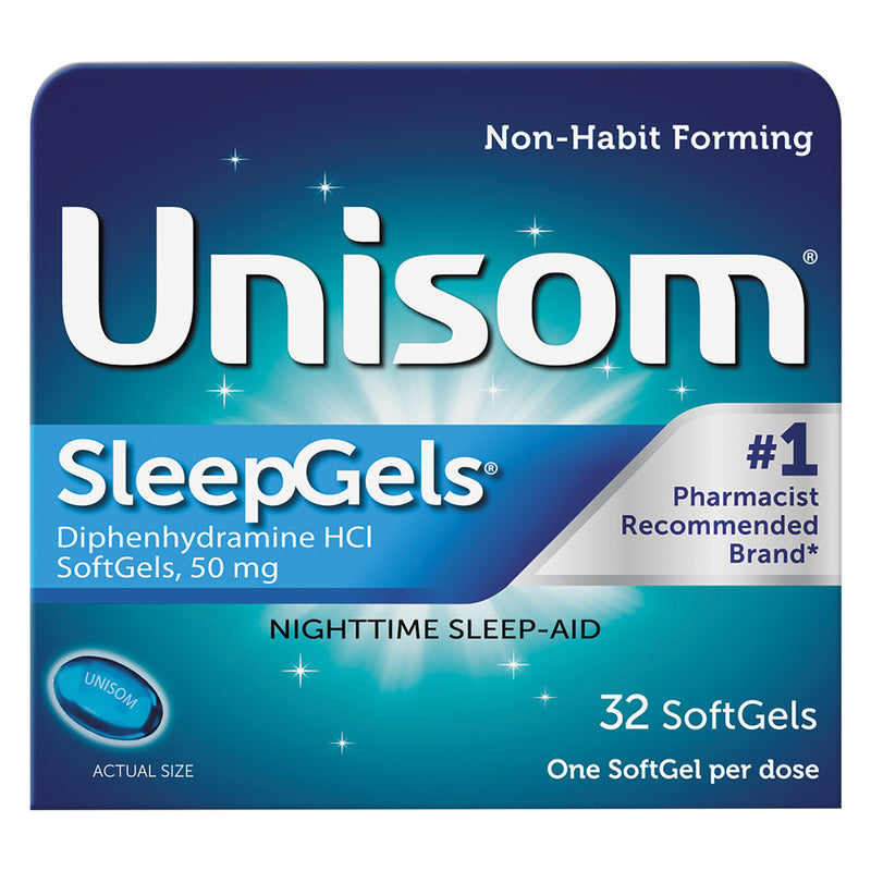 Unisom Unisom SleepGels Nighttime Sleep Aid, 50mg Diphenhydramine HCl, 32 Softgels Sleeping Aids Midnight Blue