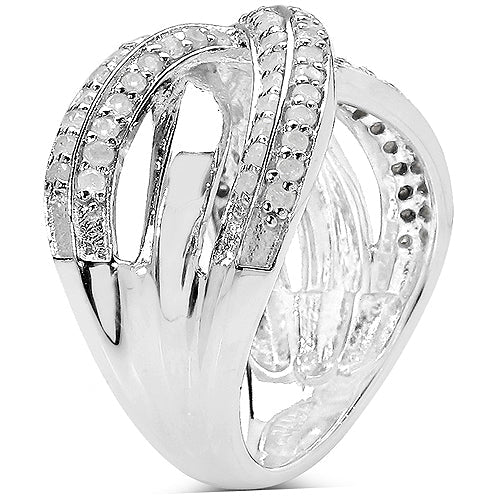 Bids.com 0.55 Carat Genuine White Diamond .925 Sterling Silver Ring Rings White Smoke size 6.00,size 7.00,size 8.00,size 9.00