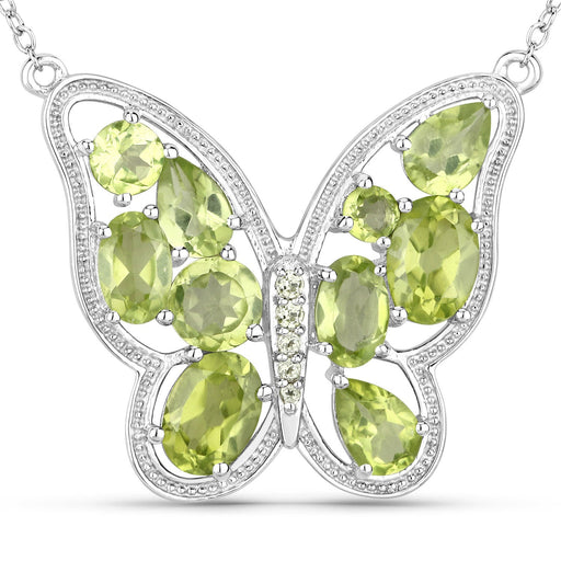 Bids.com 4.65 Carat Genuine Peridot .925 Sterling Silver Necklace Necklaces White Smoke