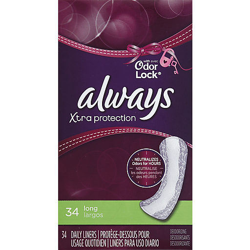 Always Always Xtra Protection Long Liners 34 Ct Box Personal Care Dark Slate Gray