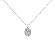 Bids.com .925 Sterling Silver 1 1/2 Cttw Diamond Oval Cluster Pendant Necklace (I-J Color, I2-I3 Clarity) - 18" Necklaces White Smoke White.Sterling Silver / 18