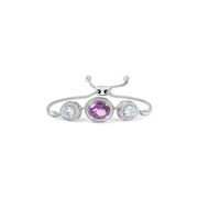 Bids.com .925 Sterling Silver Oval Amethyst and Pear Blue Topaz with Diamond Accent Lariat 4â€-10â€ Adjustable Bolo Bracelet (H-I Color, SI1-SI2 Clarity) Bracelets White Smoke White.Sterling Silver / 7