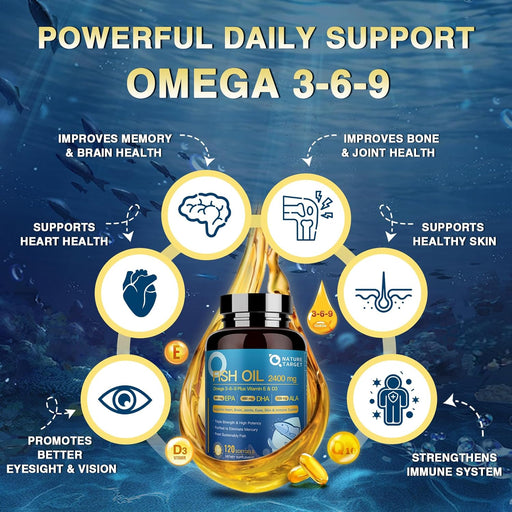 Nature Target Vitamin D3 & E Fish Oil, 120 Soft Capsules FISH OIL Dark Slate Blue