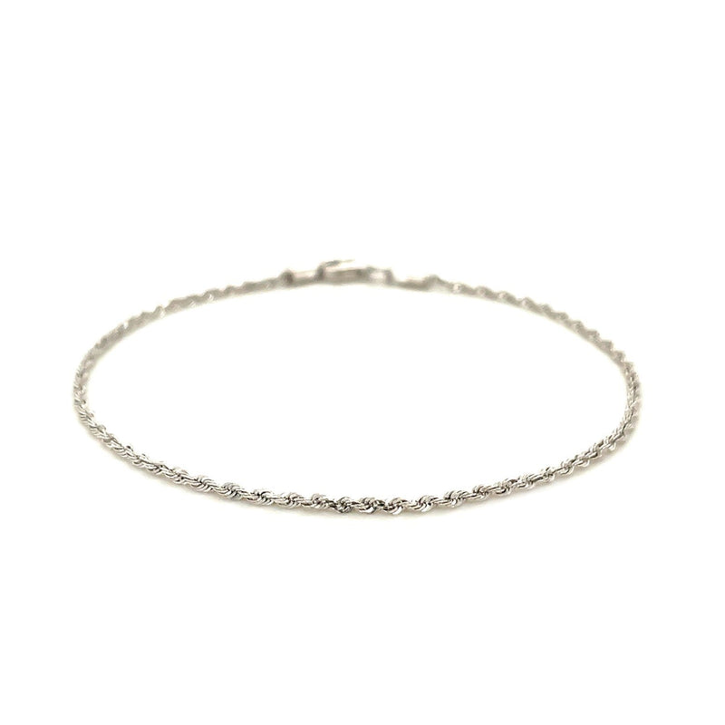 Bids.com 14k White Gold Solid Diamond Cut Rope Bracelet 1.5mm Bracelets White Smoke 7 / White Gold