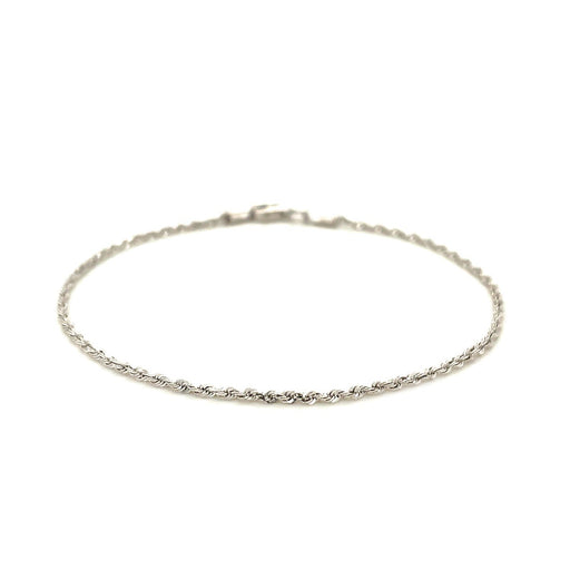 Bids.com 14k White Gold Solid Diamond Cut Rope Bracelet 1.5mm Bracelets White Smoke 7 / White Gold