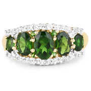Bids.com 18K Yellow Gold Plated 2.70 Carat Genuine Chrome Diopside and White Topaz .925 Sterling Silver Ring Rings White Smoke size 5.00,size 10.00,size 6.00,size 7.00,size 8.00,size 9.00,size 11.00