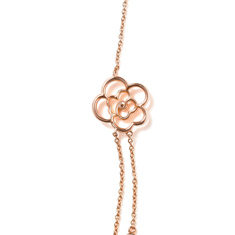 Bids.com 18K Rose Gold 1/2 Cttw Diamond and Freshwater Pearl Double Strand Station Necklace  (G-H Color, SI1-SI2 Clarity) - Adjustable up to 16" to 20" Necklaces White Smoke Rose.Gold / 18