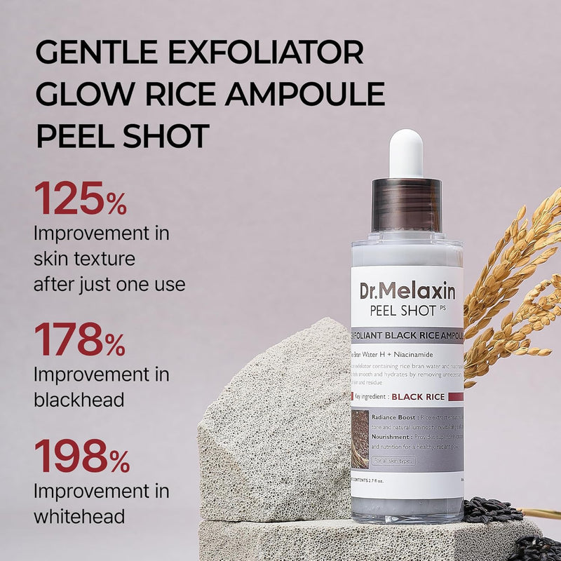 AsiaBeautyMall Dr. Melaxin Peel Shot Exfoliant Black Rice Ampoule Face Cleanser Gray